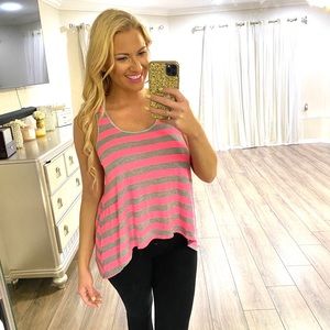 Neon Pink‎ & Grey Razor Back Tank 💖